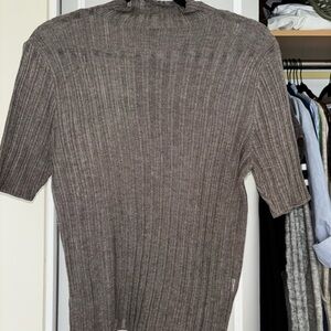 Zara Ribbed Knit Short Sleeve Sweater